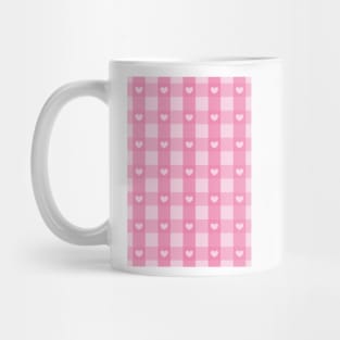 pink gingham, romantic, gingham hearts, valentines day y2k, girly pink aesthetic Mug